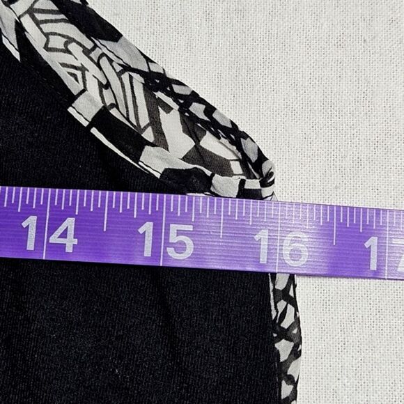 Cache Black White Geometric Print High Low Geometric Print Semi Sheer Tank Top - Picture 7 of 8